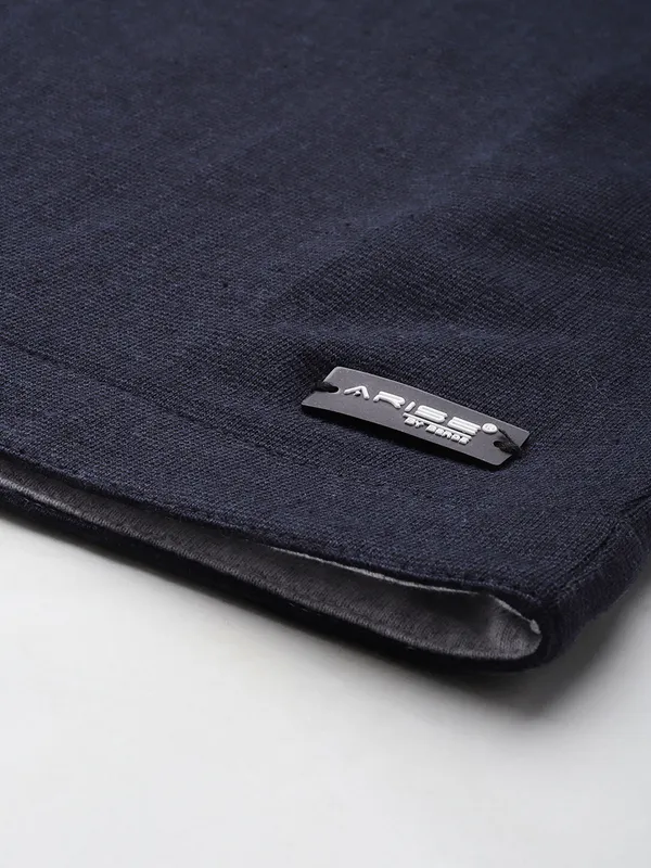 Navy_Blue_Cotton_Blend_Sports_Shorts_Contrast_Waistband