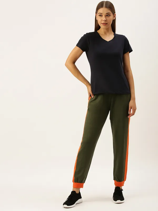 Olive_Green_Cotton_Blend_Contrast_Trim_Joggers_For_Women