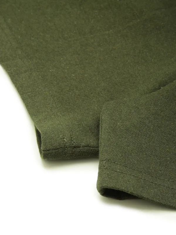 Olive_Green_And_Orange_Side_Panel_Cotton_Blend_Shorts_For_Women
