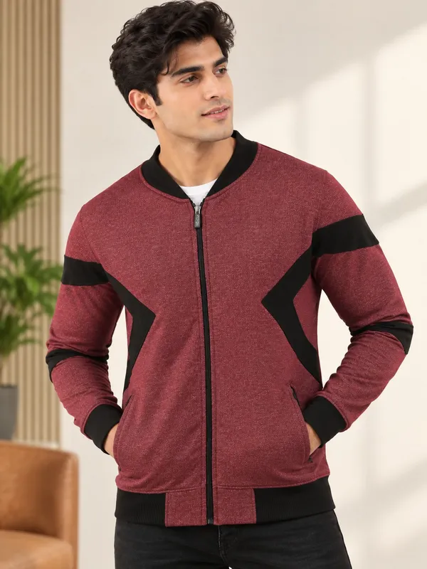 Maroon_Textured_Casual_Bomber_Jacket_for_Men