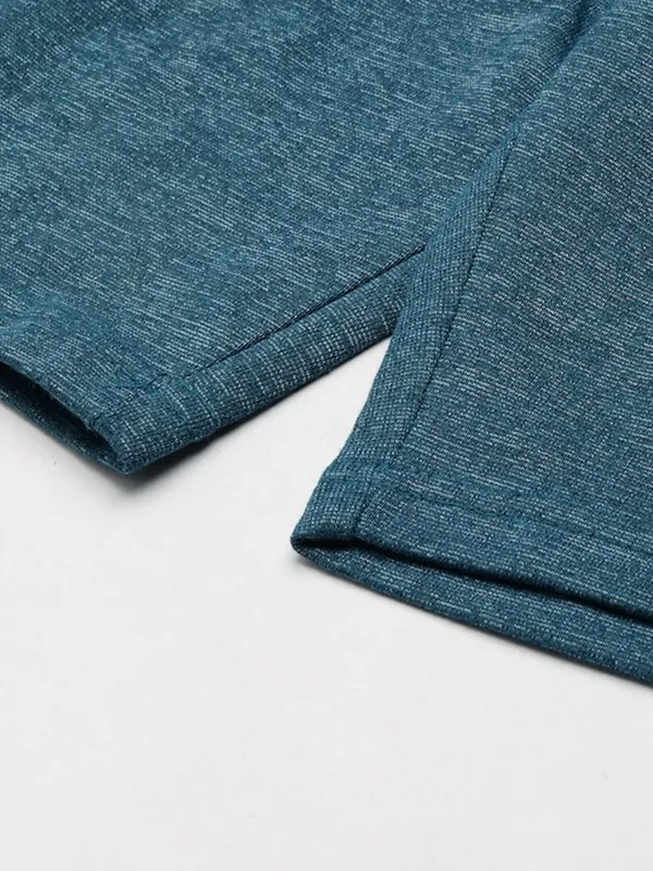 Teal_Blue_Heathered_Cotton_Blend_Cargo_Shorts_For_Men
