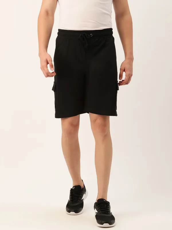 Black_Cotton_Blend_Cargo_Shorts_For_Men