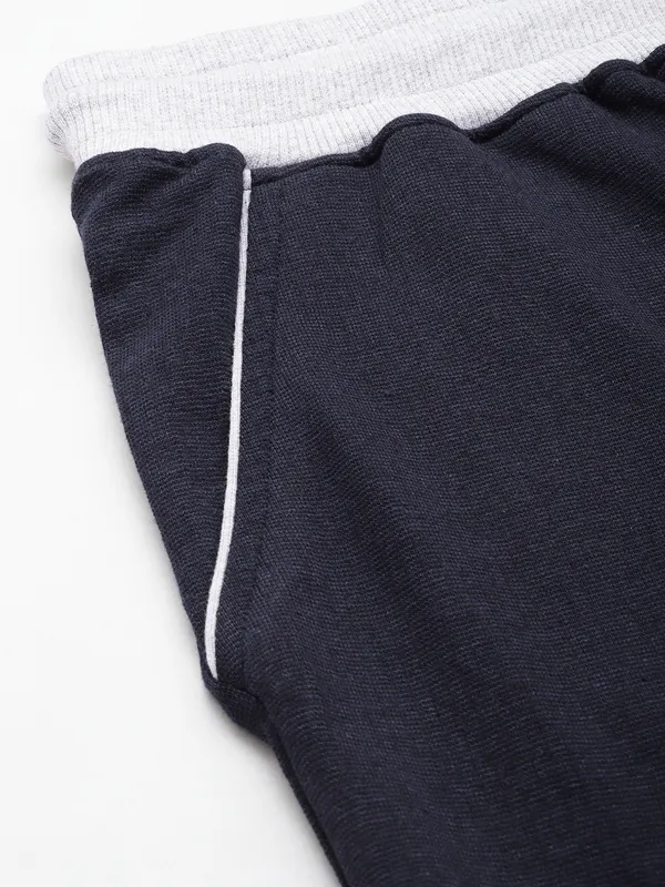 Navy_Blue_Cotton_Blend_Sports_Shorts_Contrast_Waistband