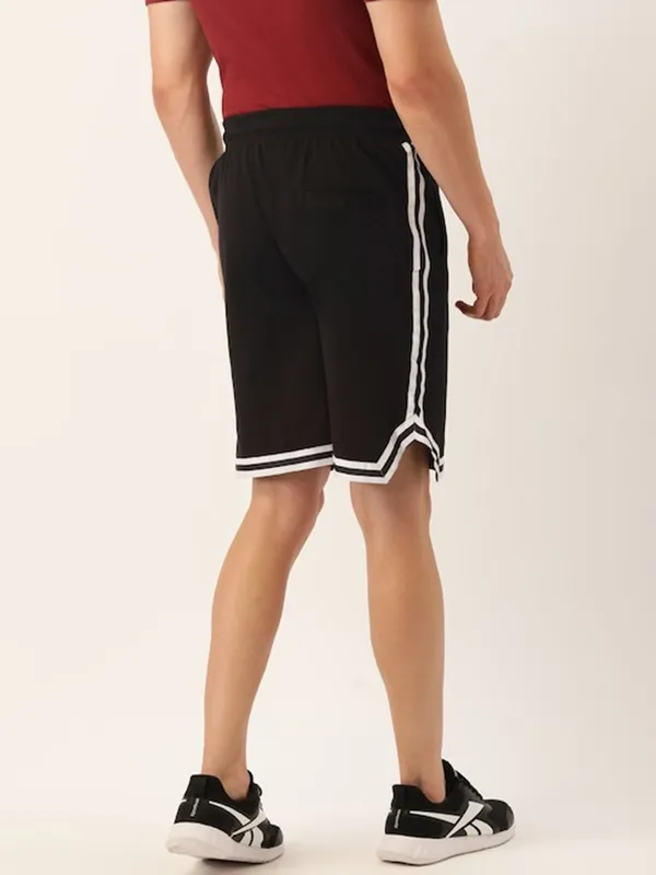 Black_And_White_Side_Stripe_Cotton_Blend_Shorts_For_Men