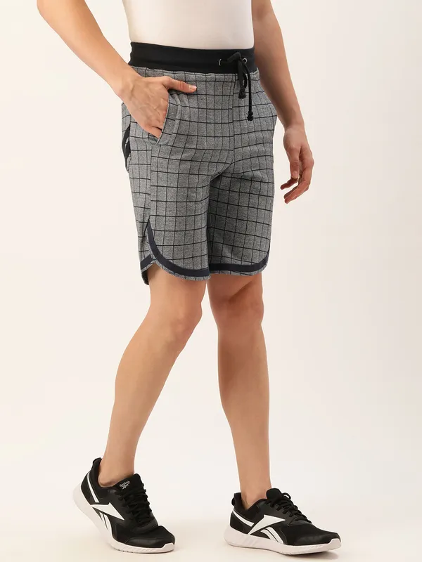Grey_And_Black_Checked_Cotton_Blend_Relaxed_Fit_Shorts_For_Men