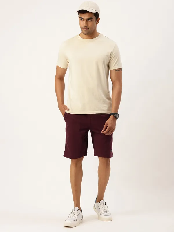 Maroon_Cotton_Blend_Relaxed_Fit_Shorts_For_Men