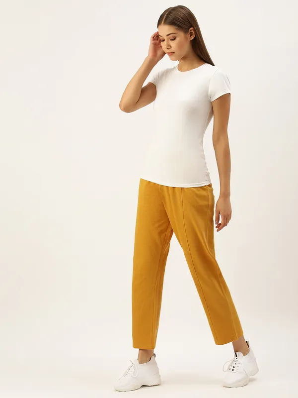 Mustard_Yellow_Cotton_Blend_Drawstring_Track_Pants_For_Women
