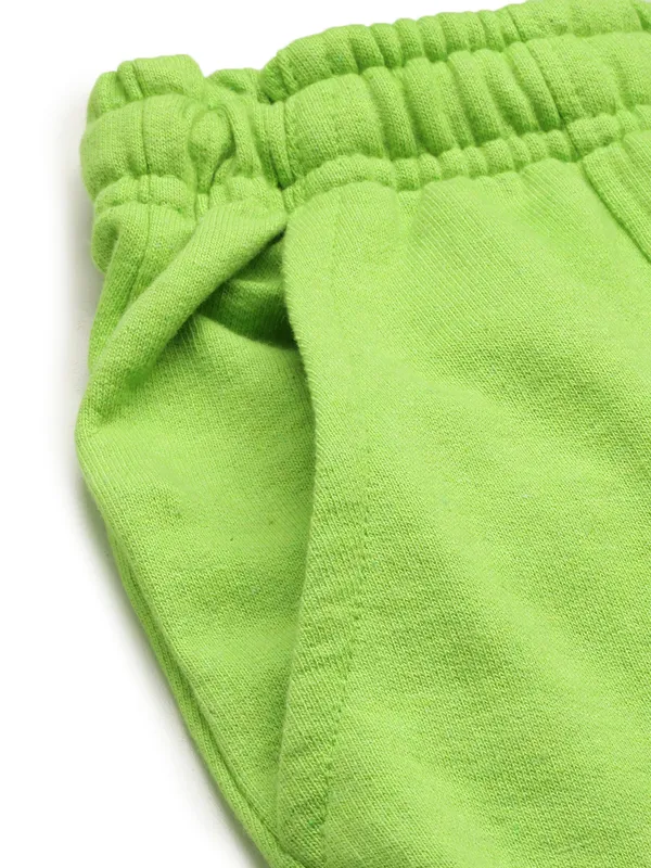 Neon_Green_Cotton_Blend_Elasticated_Shorts_For_Women