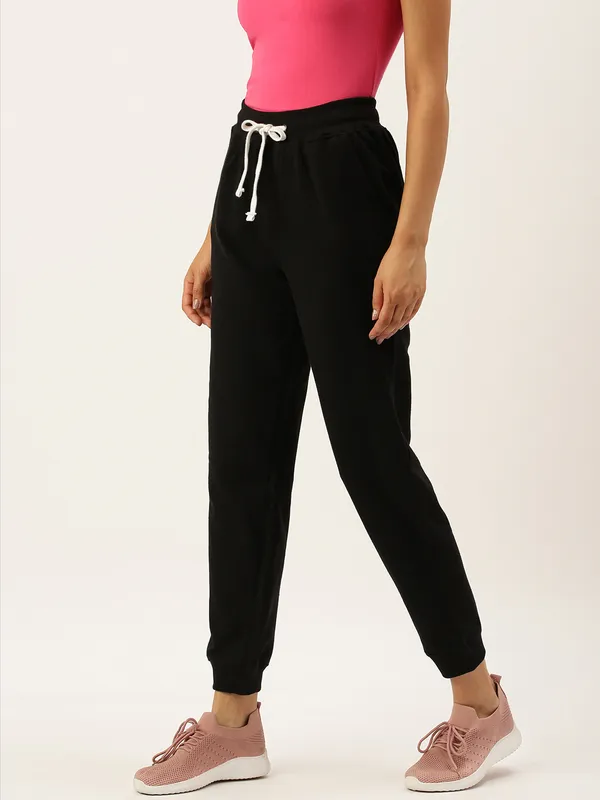 Black_Cotton_Blend_Drawstring_Joggers_For_Women