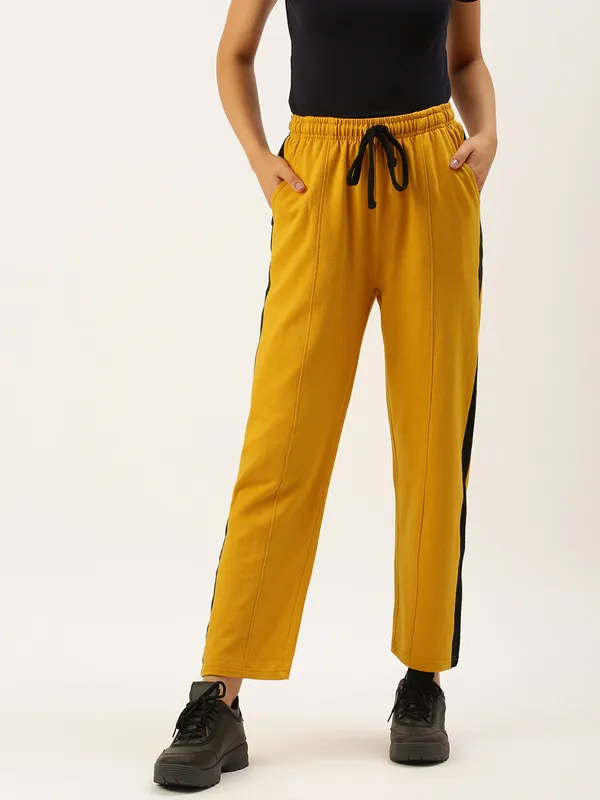 Mustard_Yellow_Cotton_Blend_Relaxed_Fit_Track_Pants_For_Women