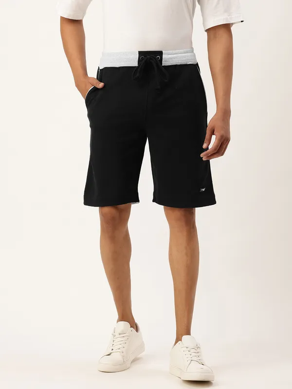 Black_Cotton_Blend_Drawstring_Casual_Shorts_For_Men
