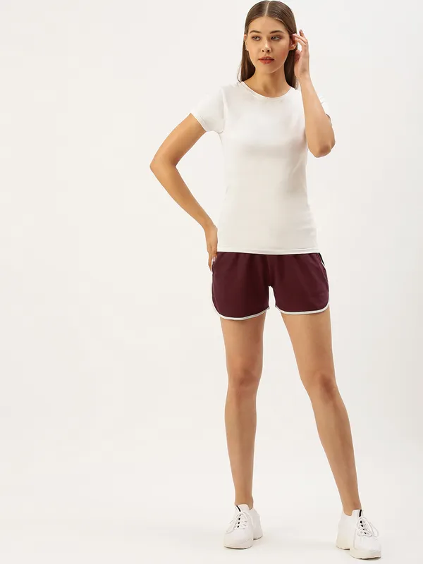 Maroon_Cotton_Blend_Athletic_Shorts_For_Women
