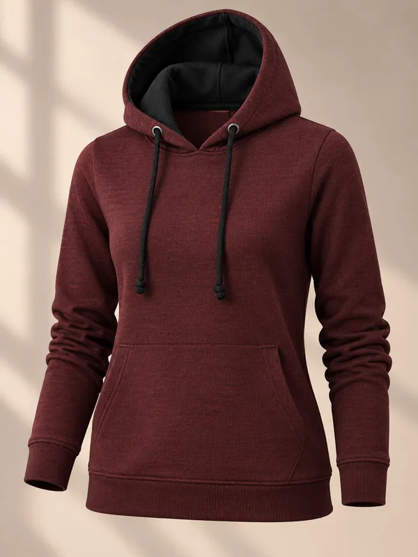 Maroon_Fleece_Casual_Hoodie_for_Women
