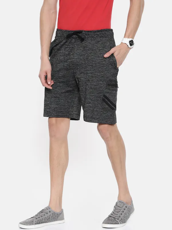Charcoal_Grey_Melange_Knit_Drawstring_Shorts_For_Men