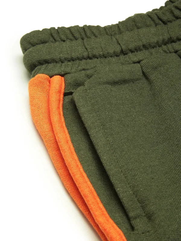 Olive_Green_Cotton_Sports_Shorts_With_Orange_Trim_For_Women