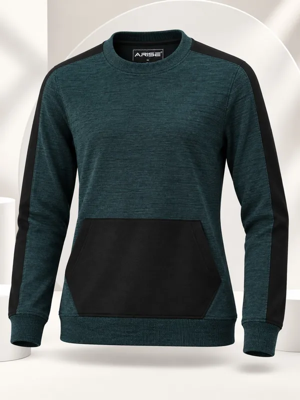 Teal_Knit_Crew_Neck_Sweatshirt_for_Women