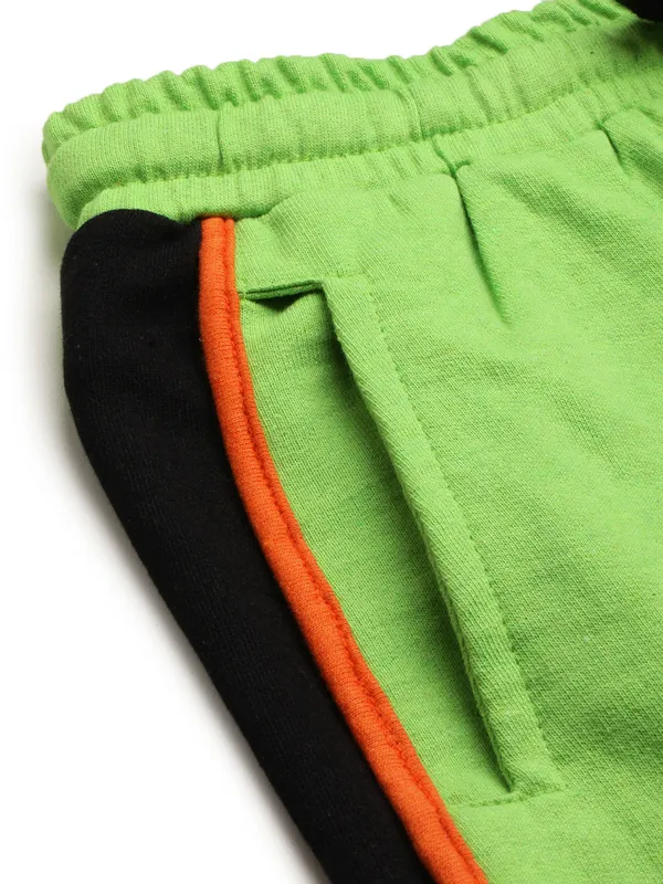 Green_Cotton_Blend_Striped_Drawstring_Shorts_For_Women
