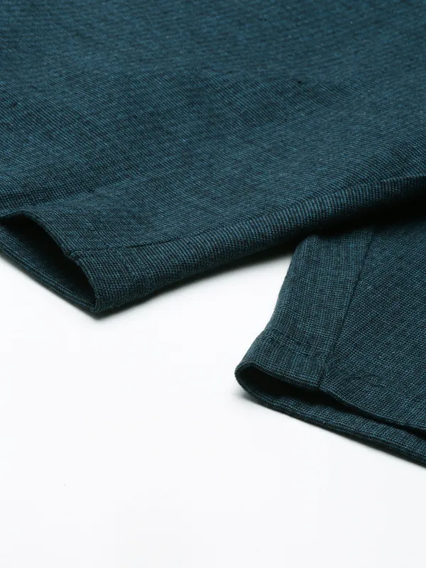 Dark_Teal_Cotton_Blend_Drawstring_Sports_Shorts_For_Men