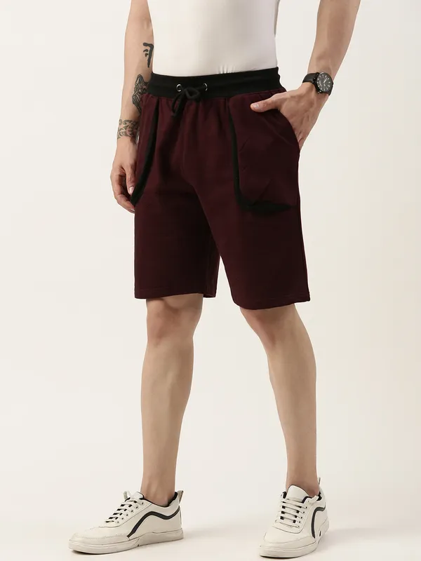 Maroon_Cotton_Blend_Relaxed_Fit_Drawstring_Shorts_For_Men