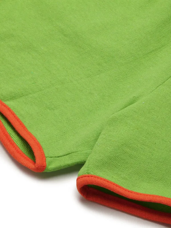 Green_And_Orange_Cotton_Blend_Relaxed_Fit_Shorts_For_Women