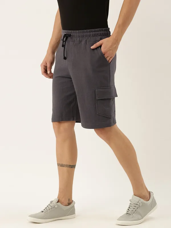 Charcoal_Grey_Cotton_Cargo_Shorts_With_Drawstring_For_Men