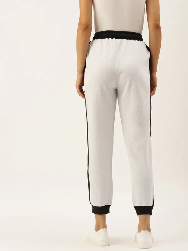 White_Cotton_Blend_Contrast_Trim_Joggers_For_Women