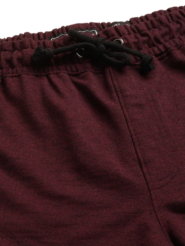 Maroon_Cotton_Blend_Drawstring_Cargo_Shorts_For_Men