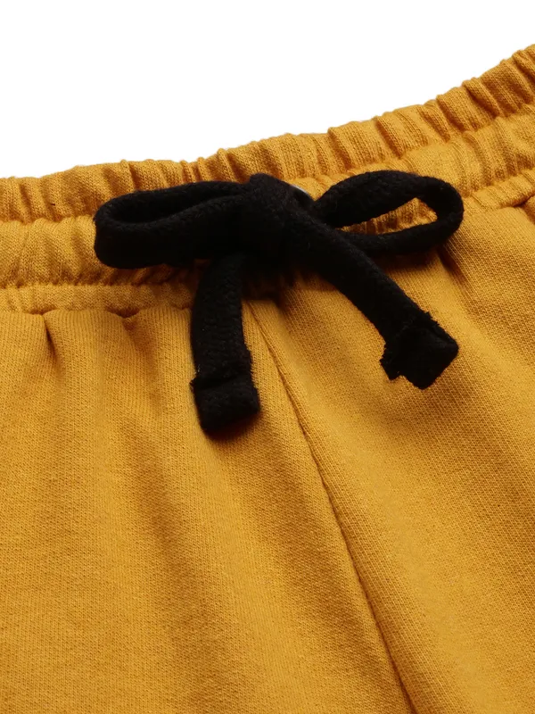 Mustard_Yellow_Cotton_Drawstring_Shorts_With_Black_Piping_For_Women