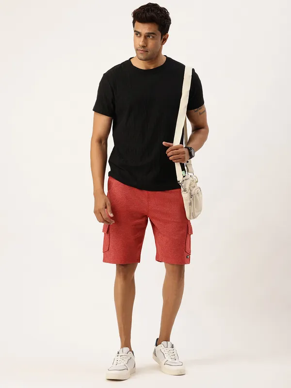 Coral_Red_Cotton_Blend_Relaxed_Fit_Cargo_Shorts_For_Men