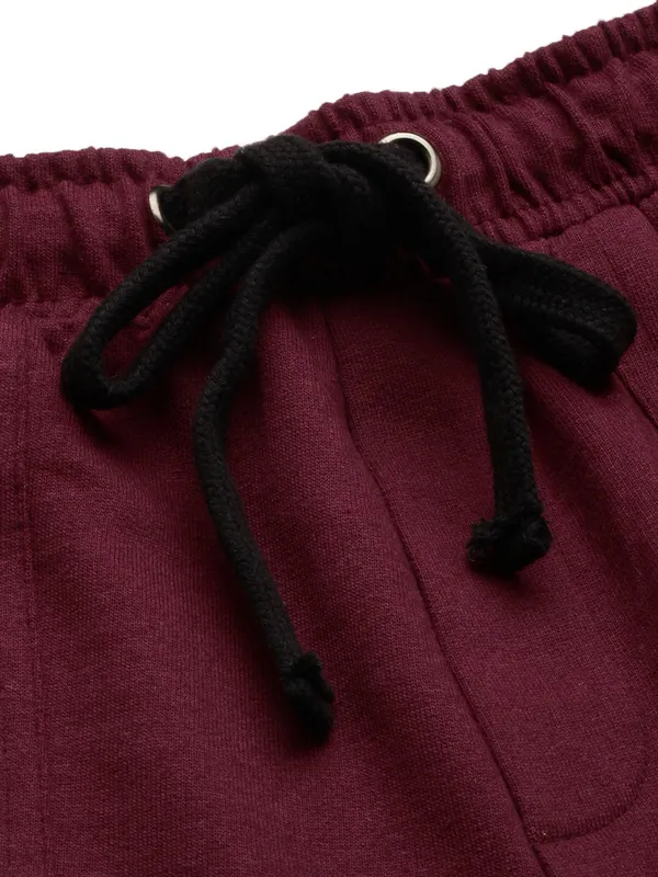 Maroon_Cotton_Blend_Relaxed_Fit_Shorts_For_Women