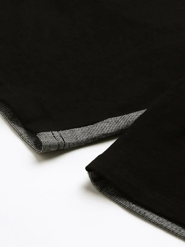 Grey_And_Black_Cotton_Blend_Elasticated_Waist_Shorts_For_Men