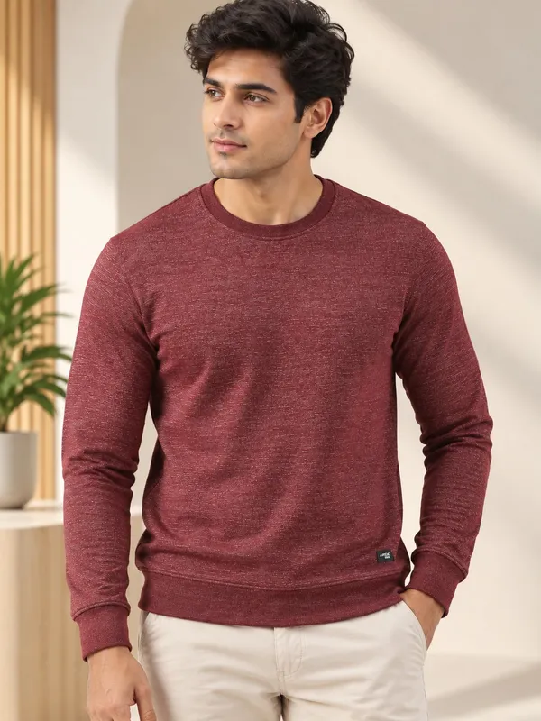 Maroon_Knit_Regular_Fit_Sweatshirt_for_Men