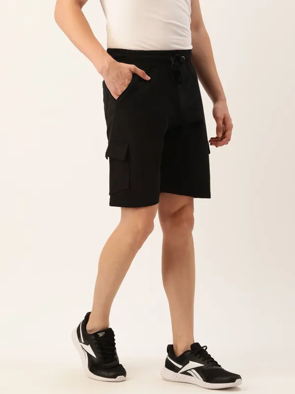 Black_Cotton_Blend_Cargo_Shorts_For_Men