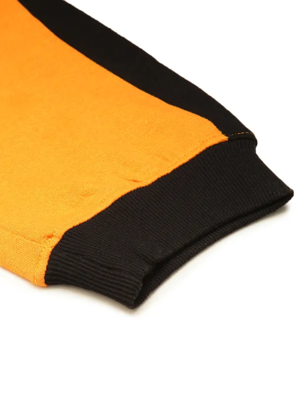 Mustard_Yellow_And_Black_Panel_Cotton_Blend_Joggers_For_Women