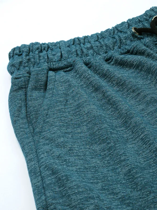 Teal_Green_Cotton_Blend_Cargo_Shorts_For_Men