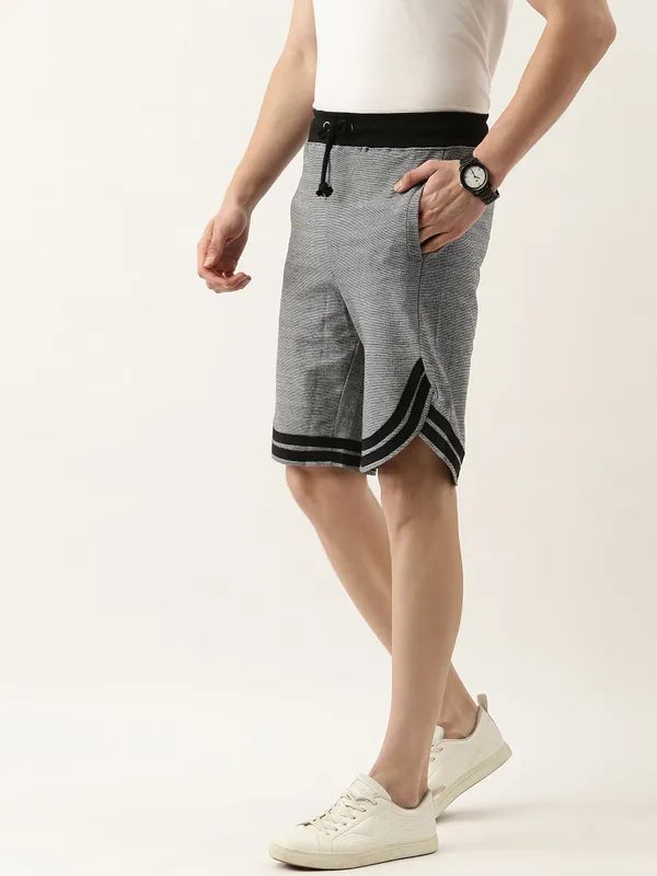 Grey_Knit_Athletic_Shorts_Black_Striped_Hem_For_Men