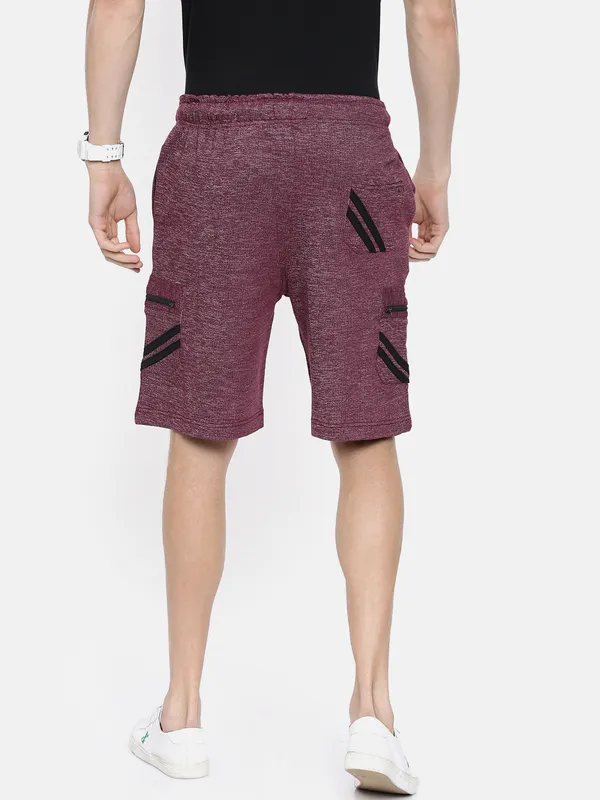 Maroon_Heathered_Cotton_Blend_Cargo_Shorts_For_Men