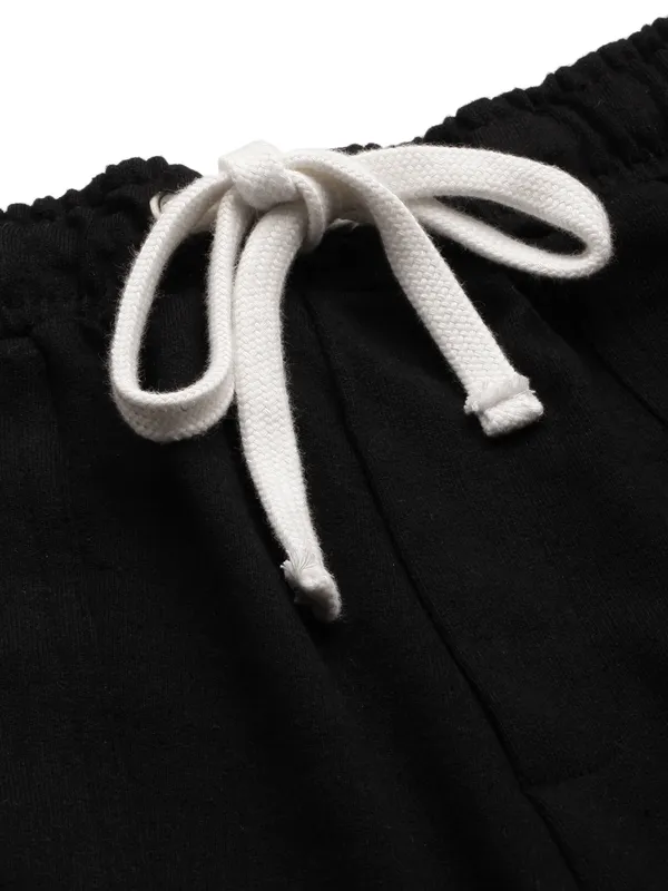 Black_Cotton_Blend_Relaxed_Fit_Drawstring_Shorts_For_Women