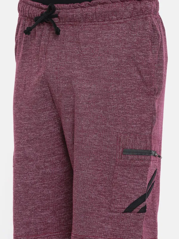 Maroon_Heathered_Cotton_Blend_Cargo_Shorts_For_Men