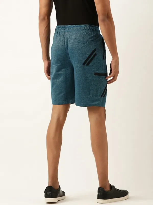 Teal_Blue_Heathered_Cotton_Blend_Cargo_Shorts_For_Men