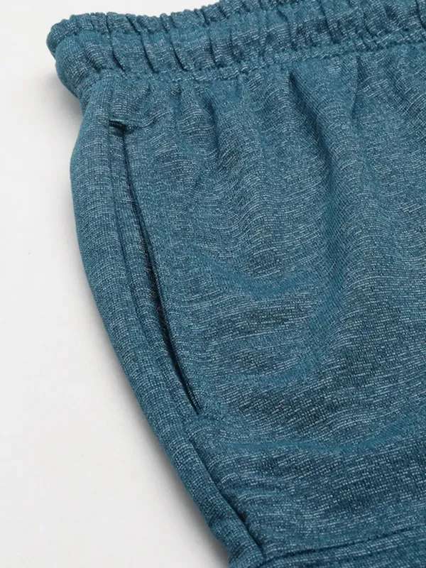 Teal_Blue_Heathered_Cotton_Blend_Cargo_Shorts_For_Men
