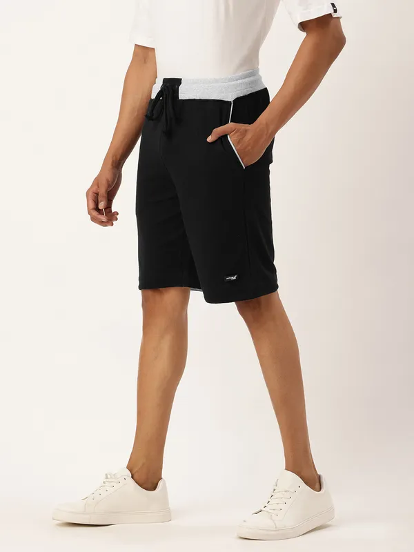 Black_Cotton_Blend_Drawstring_Casual_Shorts_For_Men