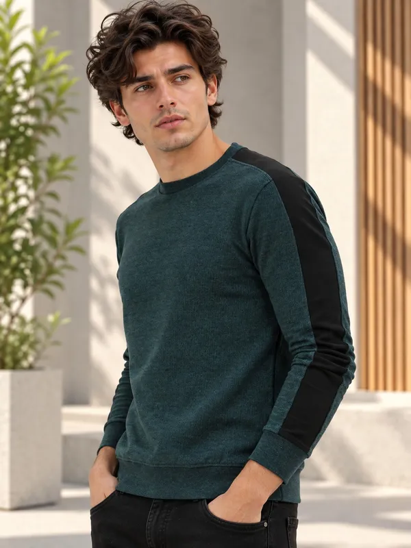 Teal_Textured_Regular_Fit_Sweatshirt_for_Men