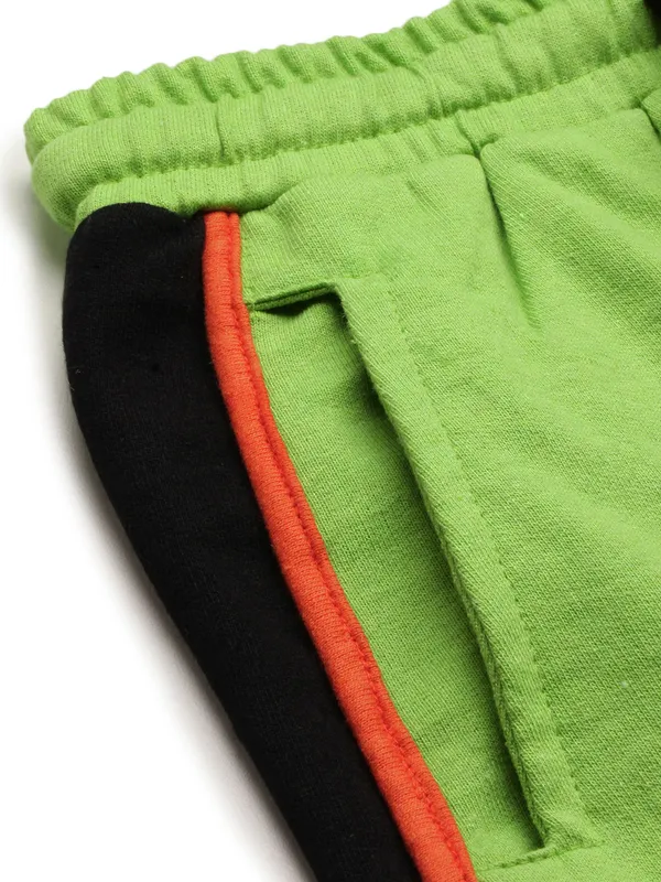 Green_And_Orange_Cotton_Blend_Relaxed_Fit_Shorts_For_Women
