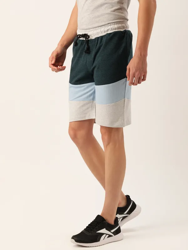 Green_Blue_Cotton_Blend_Contrast_Waistband_Shorts_For_Men