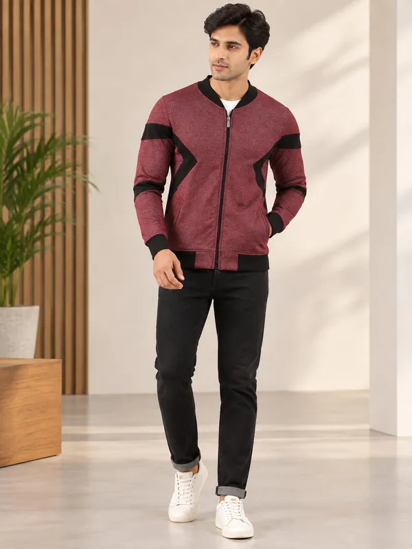Maroon_Textured_Casual_Bomber_Jacket_for_Men