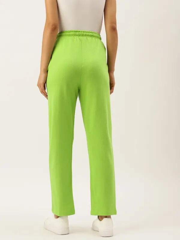 Neon_Green_Cotton_Blend_Elasticated_Shorts_For_Women