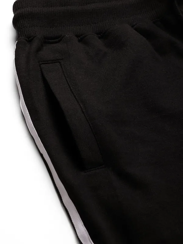 Black_And_White_Side_Stripe_Cotton_Blend_Shorts_For_Men