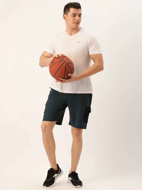 Teal_Cotton_Blend_Elasticated_Casual_Shorts_For_Men