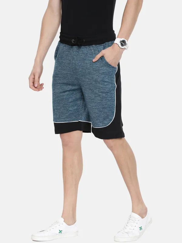 Teal_Blue_Heathered_Cotton_Blend_Sports_Shorts_For_Men